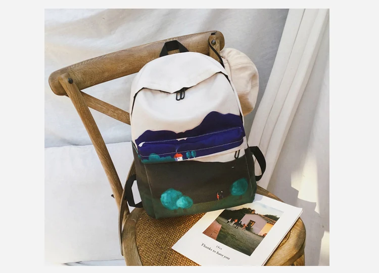 Menghuo Fresh Canvas Backpack Women Landscape School Bags for Teenagers Girls New Backpack Travel Bag Rucksack Mochilas Knapsack_34_27