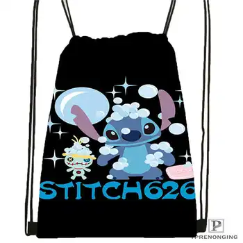 

Custom Lilo-Stitch-Happy Drawstring Backpack Bag Cute Daypack Kids Satchel (Black Back) 31x40cm#180612-02-3