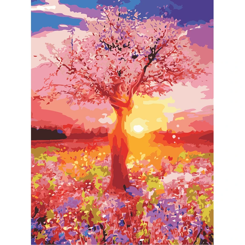 Frameless Picture Abstract Landscape Tree DIY Painting By Numbers Modern Wall Art Canvas Painting Unique Gift For Home Decor
