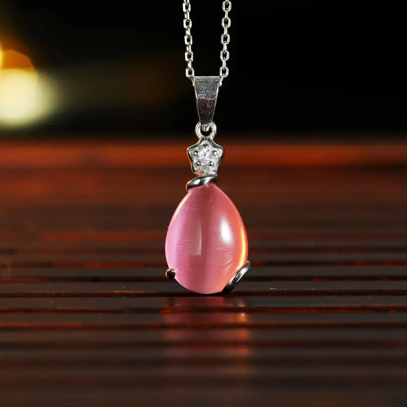 

DAIMI Tear Drop Pendant Necklace Real 925 Sterling Silver Cubic Zirconia Necklace For Women