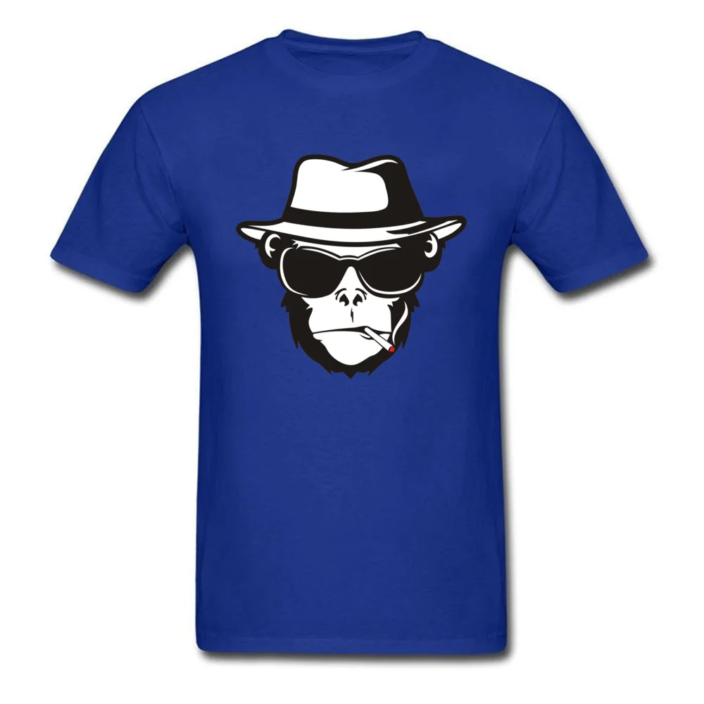 Monkey with sunglasses Cool Short Sleeve Tops Tees Thanksgiving Day Crew Neck Pure Cotton Men's T Shirt Cool Tee Shirt Faddish Monkey with sunglasses blue