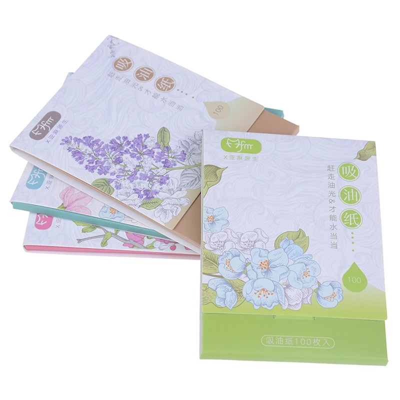 100 Лист бумажной ткани s цветок чай запах для снятия макияжа масло поглощающая бумага для лица впитывающий для лица очищающий лосьон