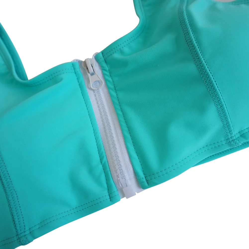 Conjuntos de Biquíni Nova Womens Sexy Cintura Alta Zíper Frente Bandagem Dois Peças Beachwear 3 Conjunto Tankinis