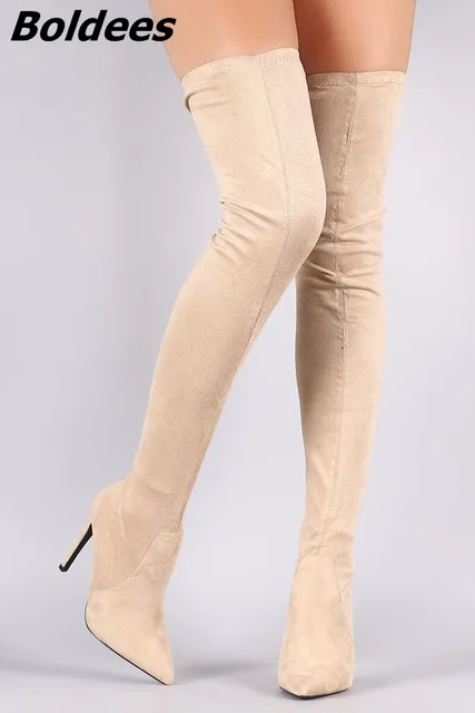 beige thigh high boots