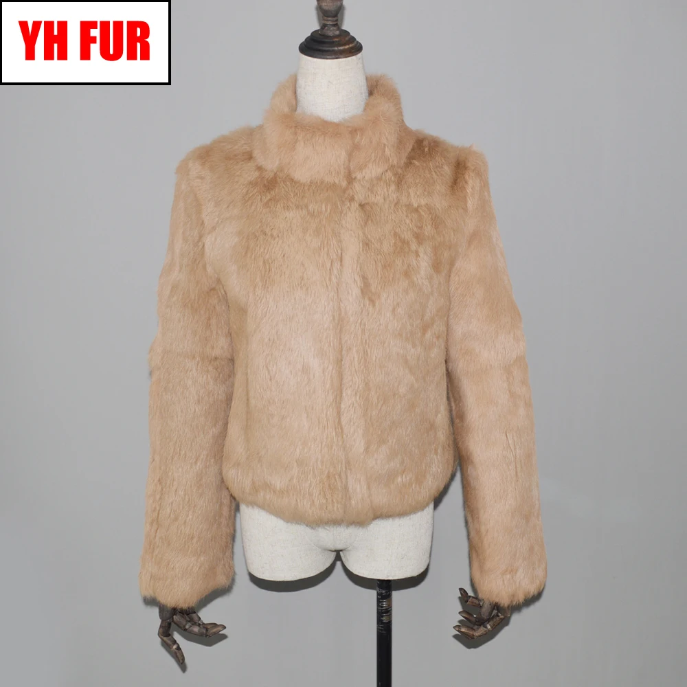 

Hot Sale Women Real Rabbit Fur Coat Natural Rabbit Fur Overcoat Slim Thin Real Rabbit Fur Coat 2019 Full Pelt Genuine Fur Jacket