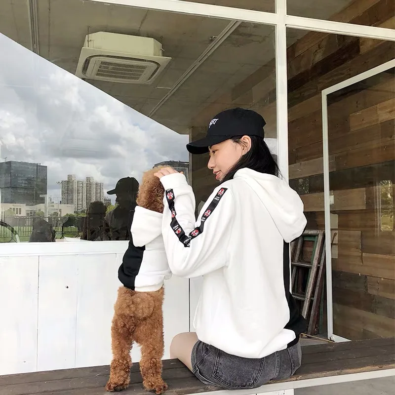 Tide Brand Dog Clothes Pet Puppy Hoodie Parent-Child Outfit French Bulldog Pug Teddy Jacket Coat for Dogs cat Keeping Warm TLC03