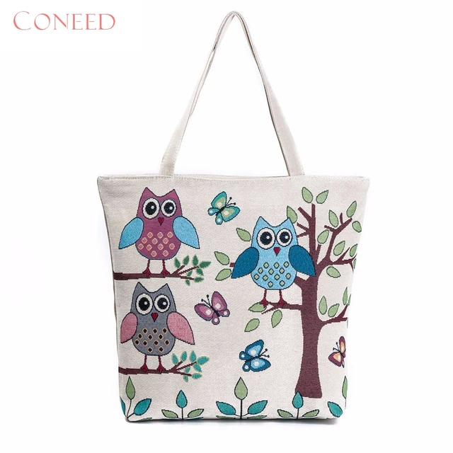 Charming Nice Coneed Best Gift Owl Printed Canvas Tote Casual Beach Charming Nice Coneed Best Gift Owl Printed Canvas Tote Casual Beach Bags Women Ping Bag Handbags
