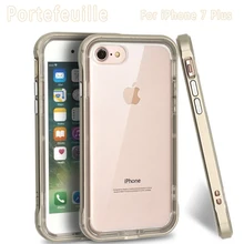 Чехол Portefeuille для iPhone 7 plus, противоударный, PC, TPU, защитный, ударопрочный, роскошный, золотой, чехол для телефона 7 plus, Coque, аксессуары