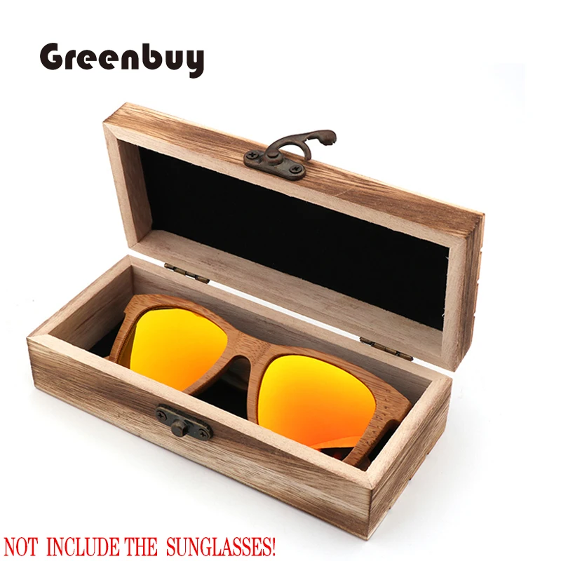 

GREENBUY Personality Creative Fire-baked Color Glass Box Bag for Men and Women's Sunglasses Wooden Glass Box