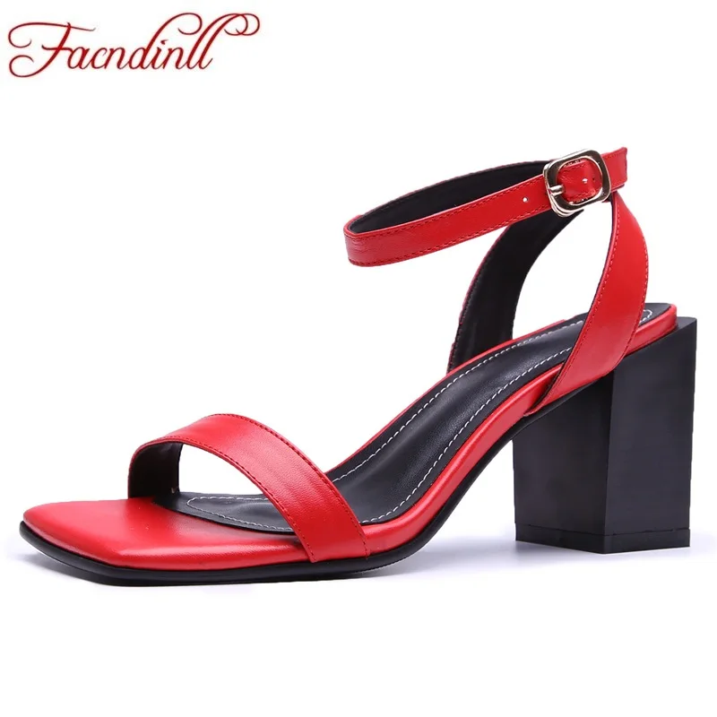 

FACNDINLL shoes genuine leather women sandals new fashion summer sexy high heels open toe shoes woman dress party ladies sandals
