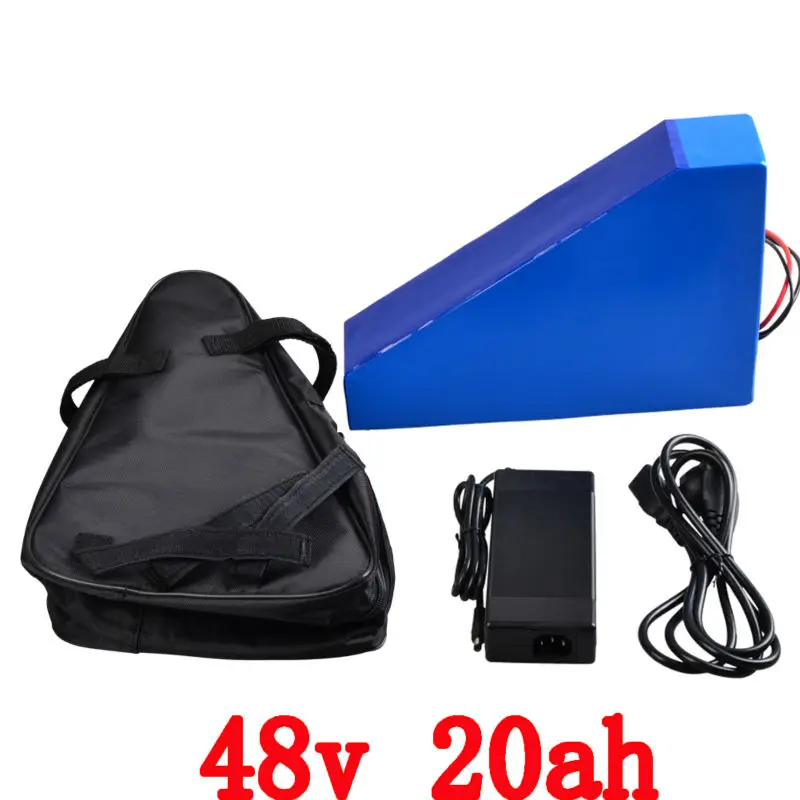 Europe no tax 48V 20AH Triangle battery 1000W 48V Electric Bicycle battery 48V 20AH Lithium battery with bag 30A BMS 2A charger