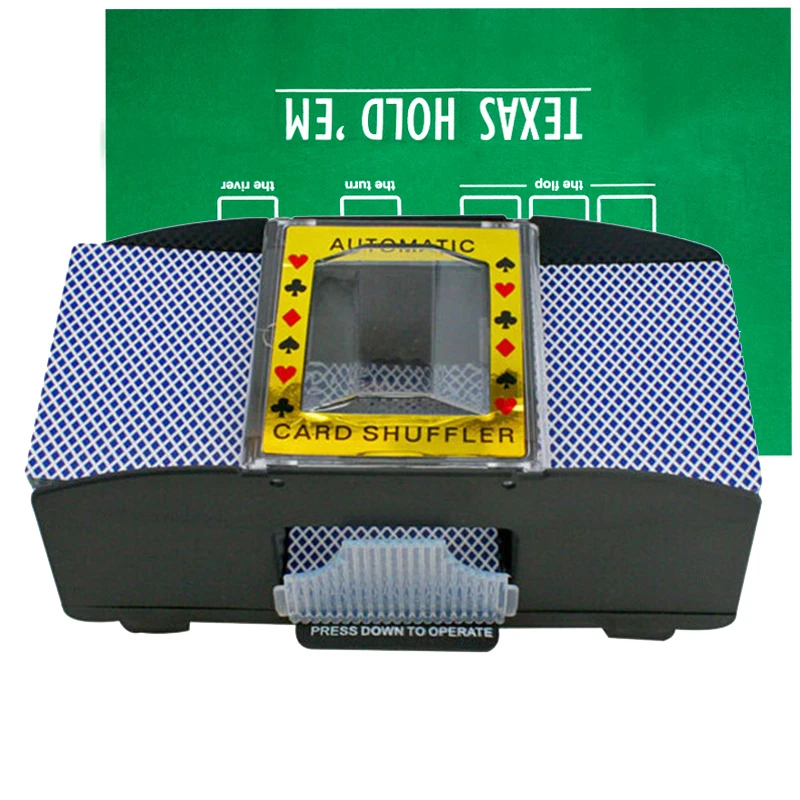 Automatic Card Shuffler + Poker Table Cloth Set Playing Cards Shuffling Machine 60*90cm Poker Table Layout photo
