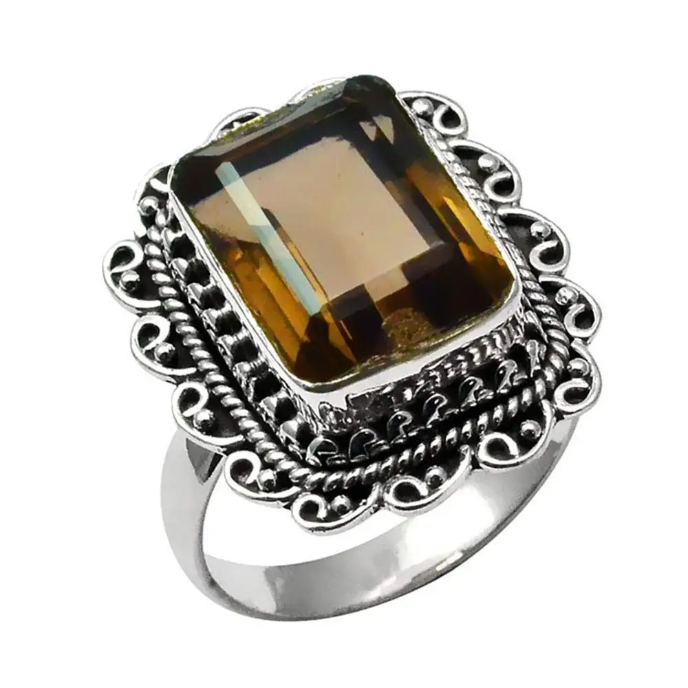 

Genuine Smoky Quartz Ring 925 Sterling Silver,USA Size 8, 2SR0138