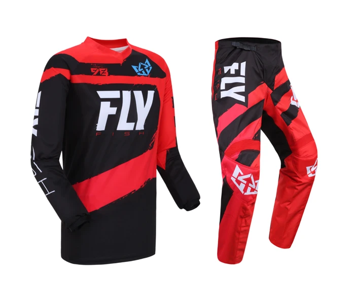 Fly Fish черный/Hi-Vis F-16 Джерси и брюки комбинированный набор MX/ATV/BMX/MTB '18 gear Dirt Bike Racing