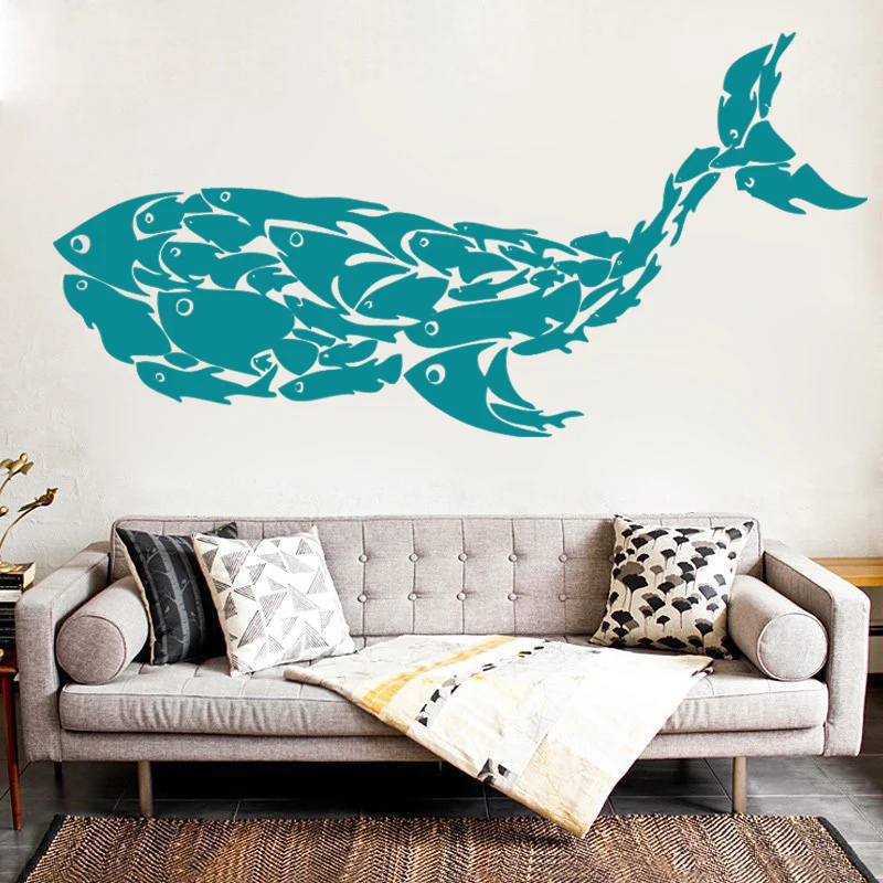 

G5001 Unique Whale Fish Vinyl Wall Decal Fish Wall Sticker Art Poster Paper Classics Mural Living room Bathroom Home Decor