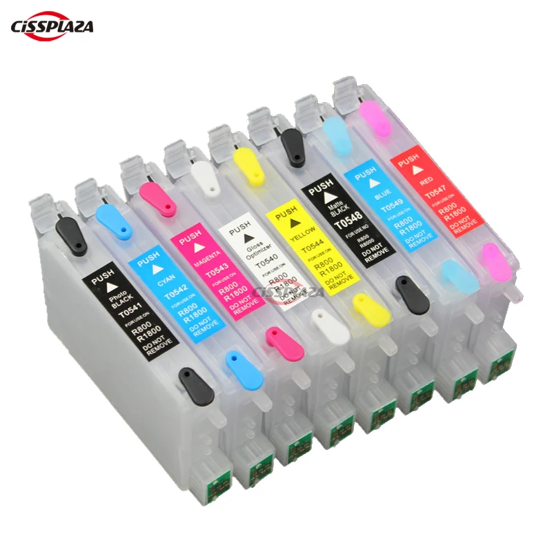 CISSPLAZA 10SETS T0540 T0549 for Epson Stylus Photo R800 r1800 refillable ink cartridge with ARC