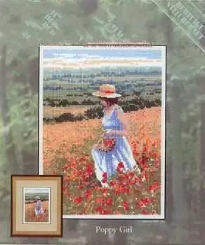 

Top Quality Lovely Beautiful Counted Cross Stitch Kit Poppy Girl in Flower Field Memories Blue Dress