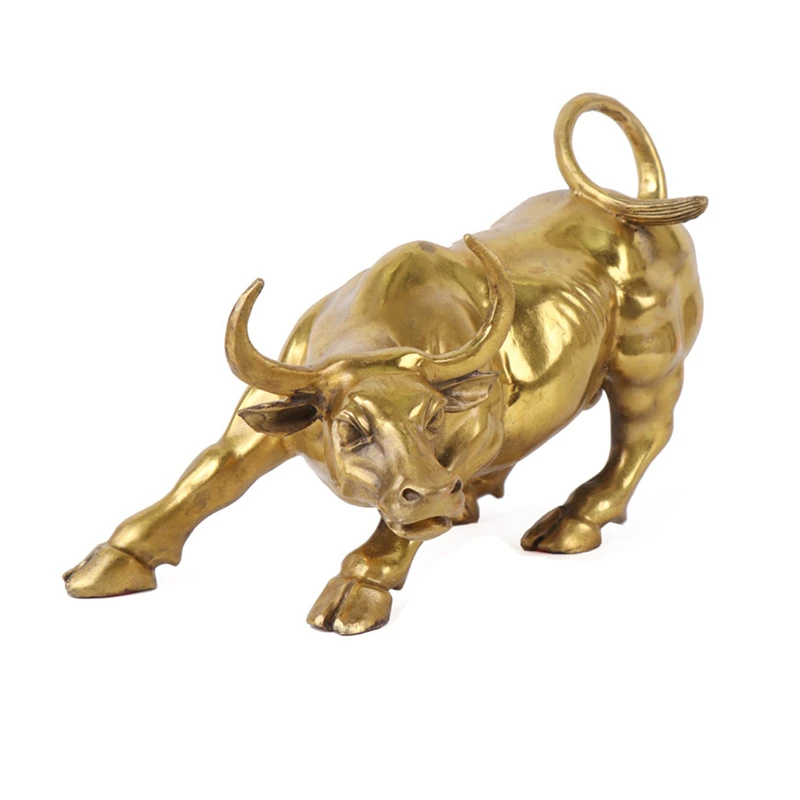 Wall Street Bronze Fierce Bull OX Statue-Brass 
