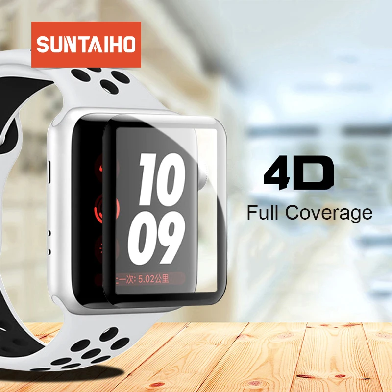 Suntaiho 4D полное покрытие для apple watch 4 защита экрана Мягкий край полная гелевая стеклянная пленка для apple watch 4 3 2 1 40 44 мм экран