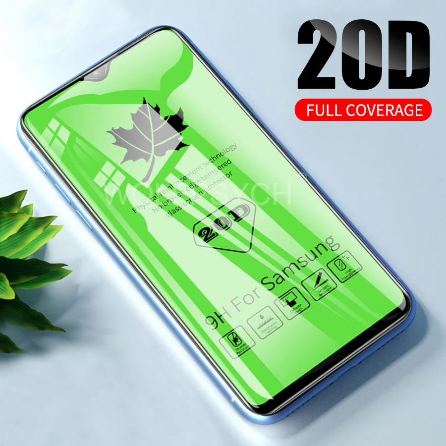 

20D Full Cover Tempered Glass For Samsung Galaxy A10 A20 A30 A40 A50 A70 A80 A90 Curved Edge Screen Protector On A7 A8 Plus Film