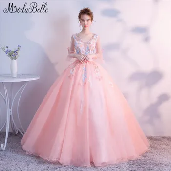 

modabelle Sweet Pink Beautiful Formal Dresses With Bow flowers Robe De Soiree Longue Women Prom Dresses Robe Soiree Fille