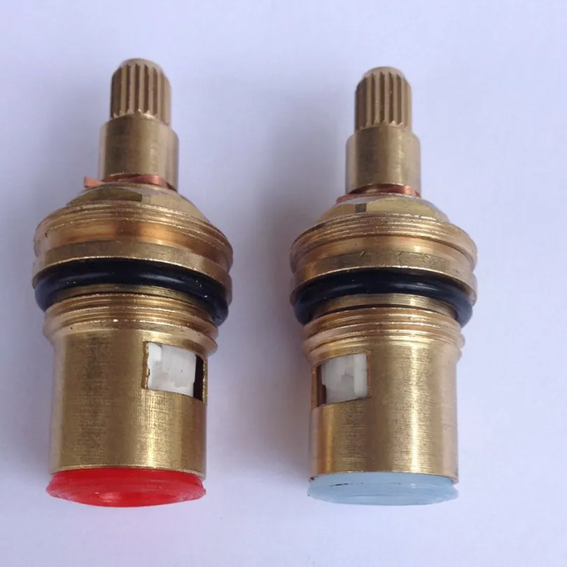 Brass Ceramic Disc Tap Valve Quarter Turn Cartridges Gland Insert 20 Teeth Bathroom Faucet Accessory 1/2" Replacement faucet cartridge faucet valve ceramic discs kit mixer tap replacement