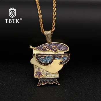

TBTK Western Style Mr. Brid Carton Beautiful Pendant Necklace Colored Imilated Stone Pendant HipHop Costume Jewelry Boy