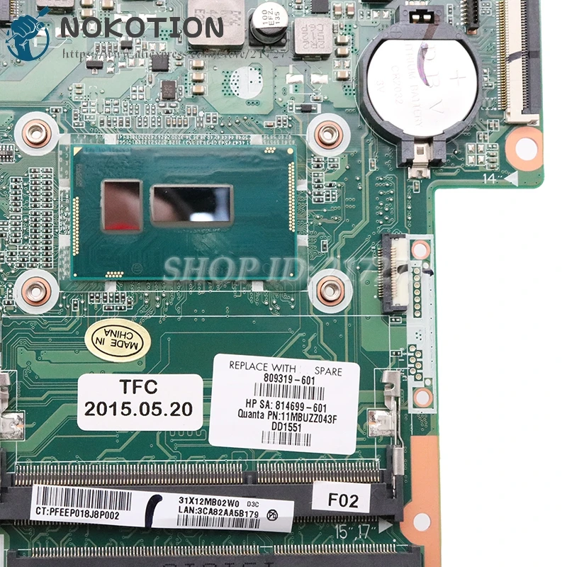 wonderful  NOKOTION HP Pavilion 17-G Laptop Motherboard W/ I5-5200U CPU 809319-001 809319-601 DAX12AMB6D0 DDR3