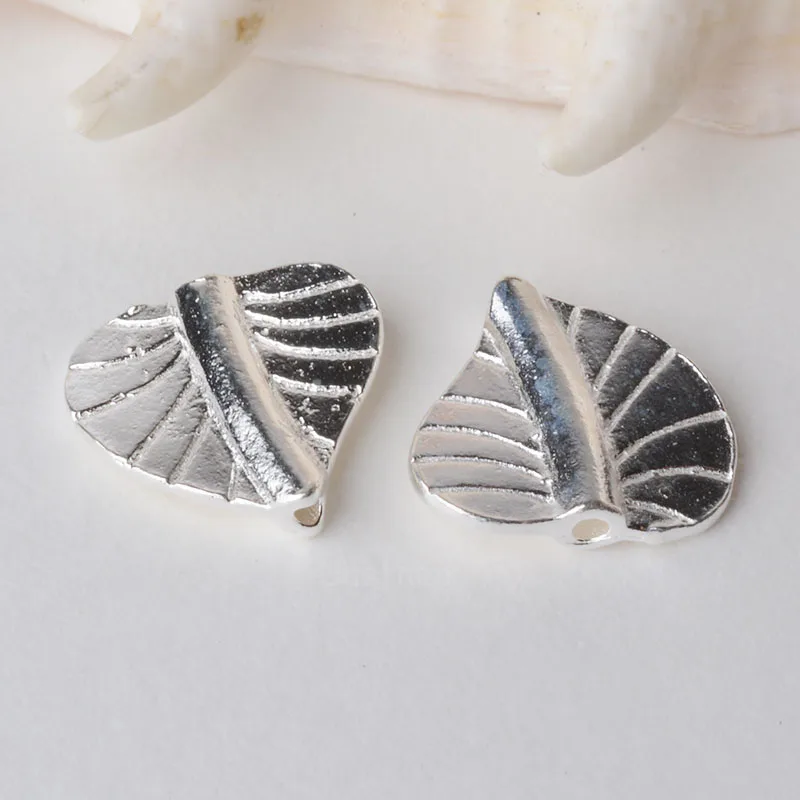 

solid 925 sterling silver tree leaf / Leaves charm beads, spacer loose bead with 1.1mm hole jewelry diy components accessories