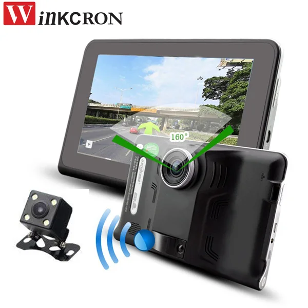 

New 7" Car DVR Auto Camera Android GPS Navigation G-Sensor With Rear view Camera Radar Detector 150 Degree Dual lens 16GB Map