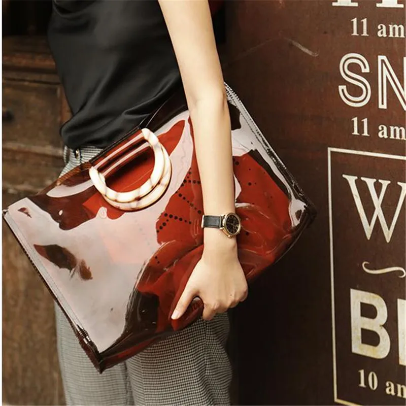 Transparent PVC Acrylic Handbag Fashion Lady Handbag Chic Ins Girls Beach Bag Holiday Plastic Clear Shoulder portable tote bag Transparent PVC Acrylic Handbag Fashion Lady Handbag Chic Ins Girls Beach Bag Holiday Plastic Clear Shoulder portable tote bag