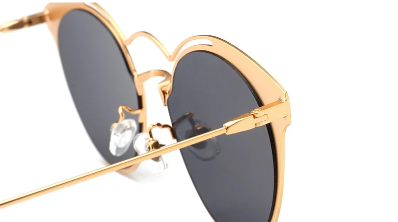 Модные солнцезащитные очки Для мужчин Для женщин личность яркая металла творческий круглая рамка солнцезащитные очки полые мост кадра