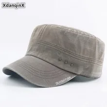 XdanqinX Washed Cotton Retro Man's Flat Cap Vintage Fashion Army Military Hat NEW Adjustable Size Solid Color Sports Cap For Men