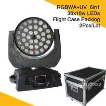 2 шт./лот) кейс Led приборы для ванной с движущейся головкой 36*18 Вт RGBWA+ UV Led трансфокатор для Клуб DMX сценический