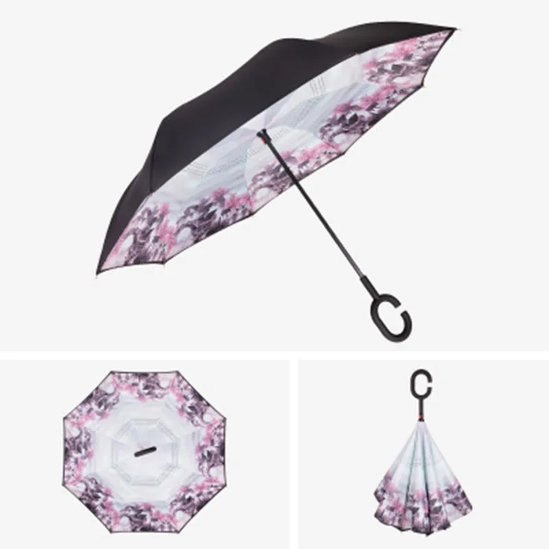Перевернутый зонтик, двойной слой, солнцезащитный зонтик для женщин, дождь, обратный зонтик, мужской, Guarda Chuva Invertido, ветрозащитный, Paraguas, Parapluie - Цвет: 22