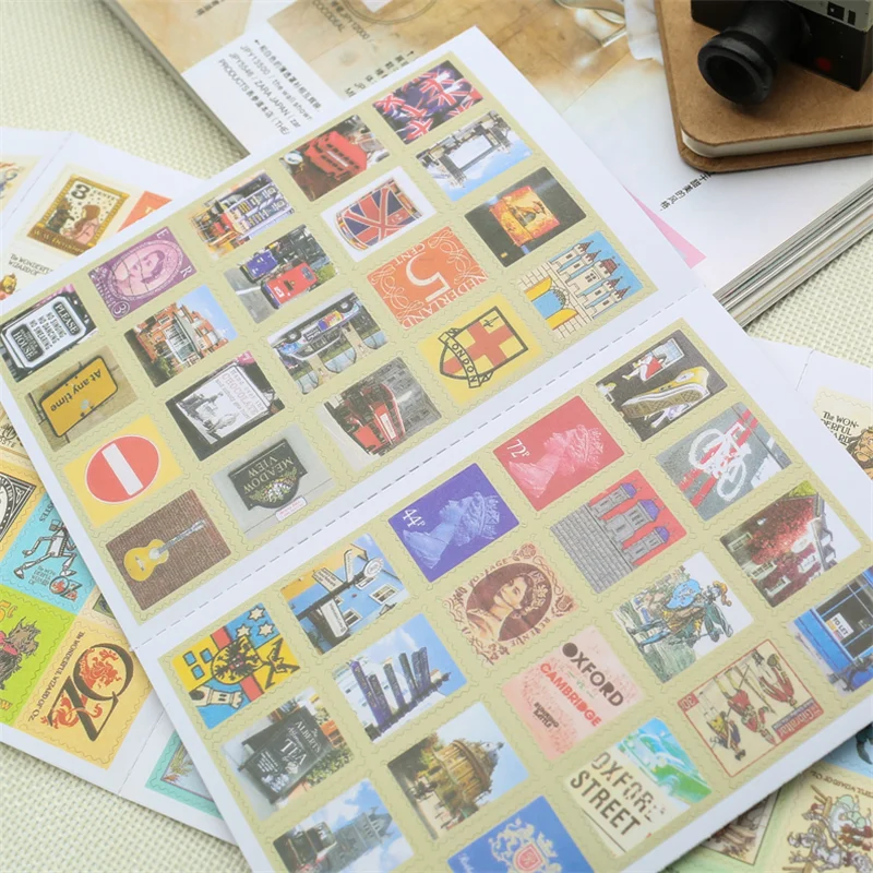

4sheets/lot vintage UK memory series stamp paper sticker Self-adhesive Stickers DIY Multifunction note sticker Decoration label