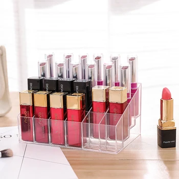 

Women Lipstick Storage Box 24 Grids Desktop Lipstick Organizer Girl's Dressing Table Storage Box for Lipstick Eyeliner Mascara