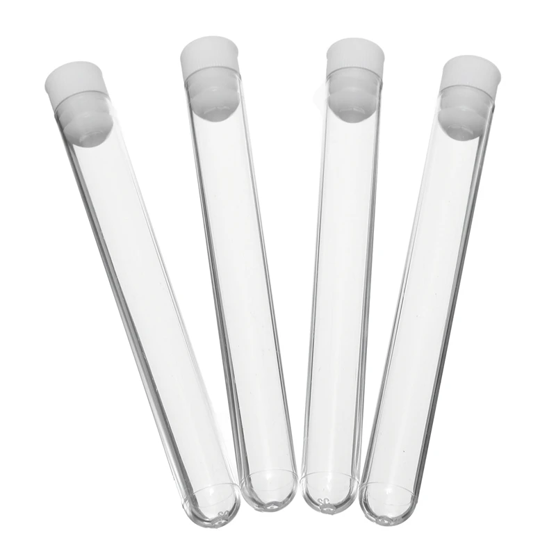 

50pcs/pack Transparent Laboratory Clear Plastic Test Tubes Vials With Push Caps School Lab Supplies 12x100mm Hot Sale