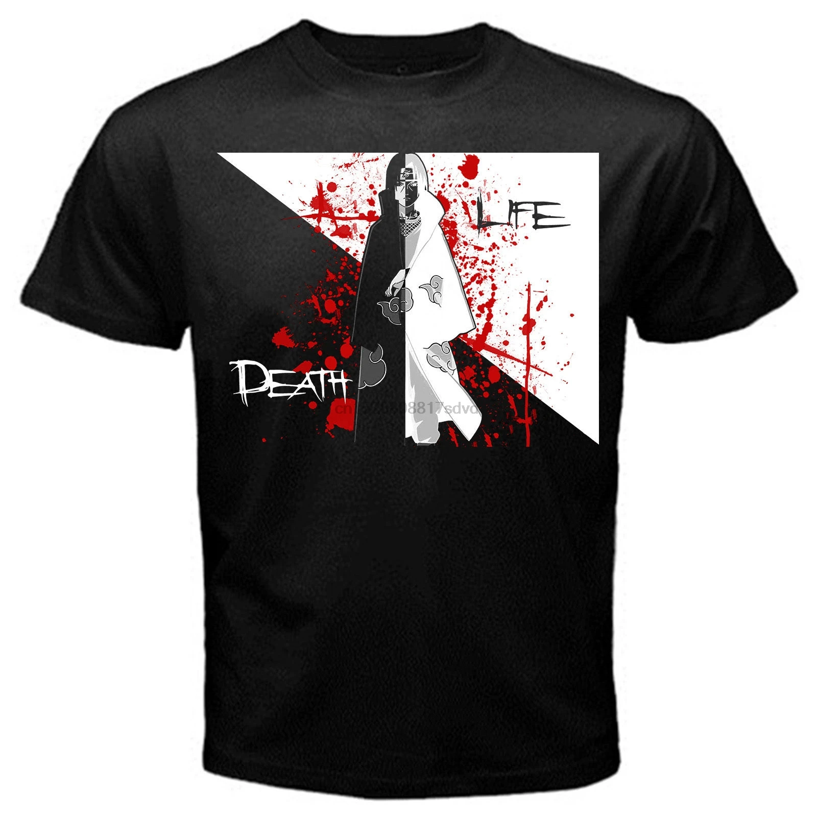 Uchiha death life Наруто Саске фильм Манга Аниме Япония футболка черная Бесплатная