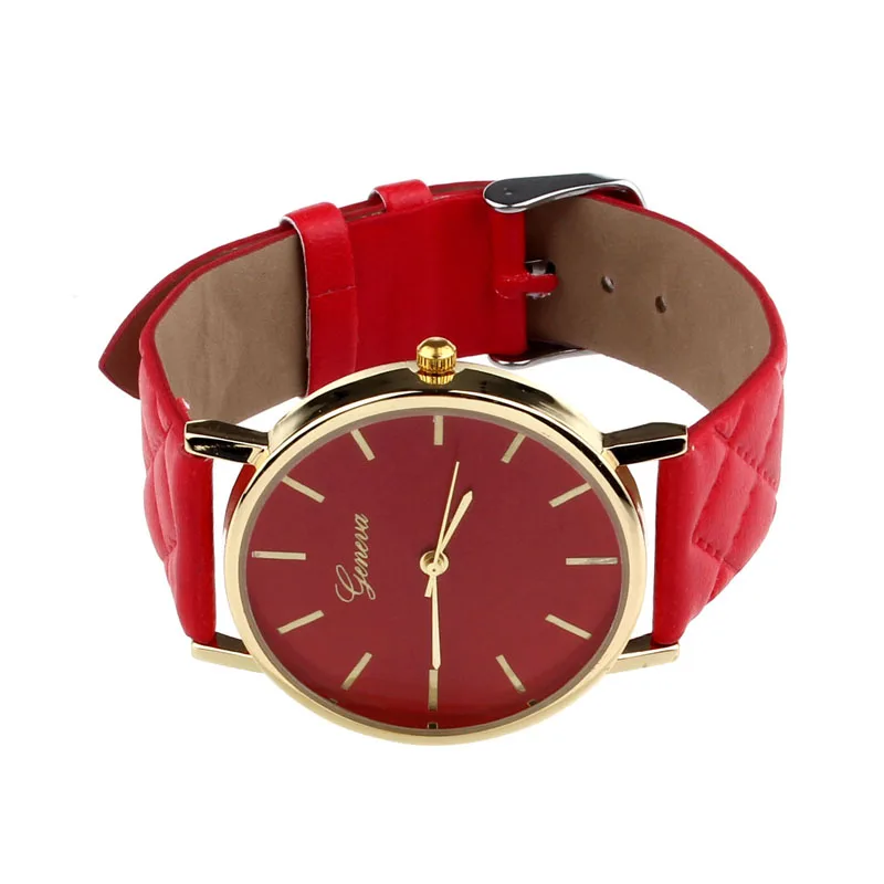 Новые женские часы в стиле шашки, ЖЕНСКИЕ НАРЯДНЫЕ часы, женские повседневные кожаные кварцевые часы, аналоговые наручные часы, подарки, relogios feminino - Цвет: red