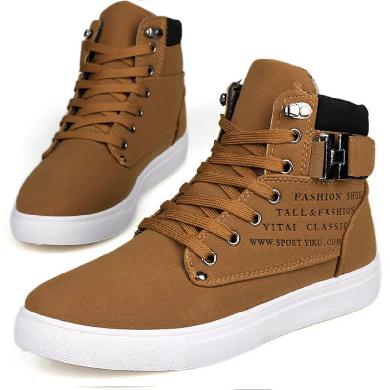 Fashion Warm Winter Men shoes 2019 Super Hot Men Boots Autumn Leather Footwear For Man New High Top Canvas Casual Shoes Men Flat