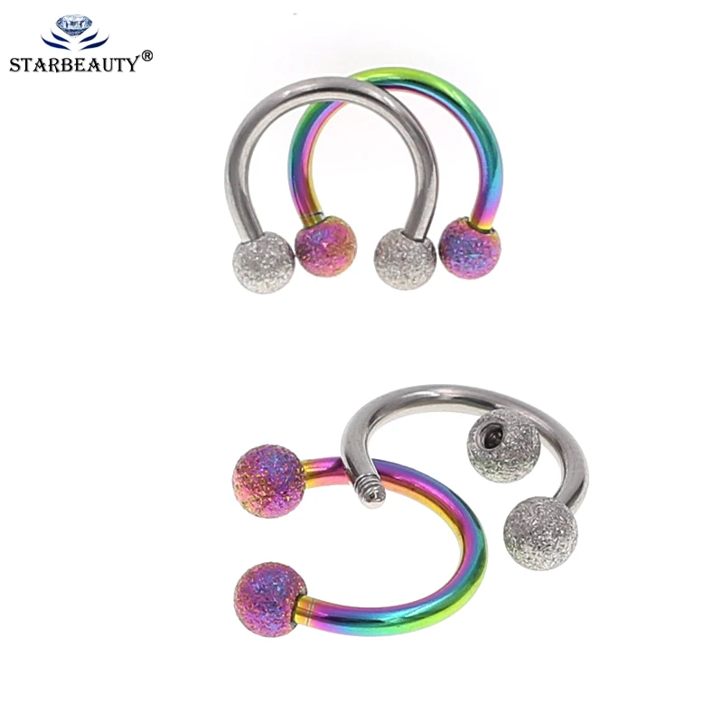Starbeauty 2Pcs Mix Color 16G Gauge 3mm 316L Surgical Steel Piercing Horseshoe Circular Rings for Nose Eyebrow Lip Ear Stud - Image 2