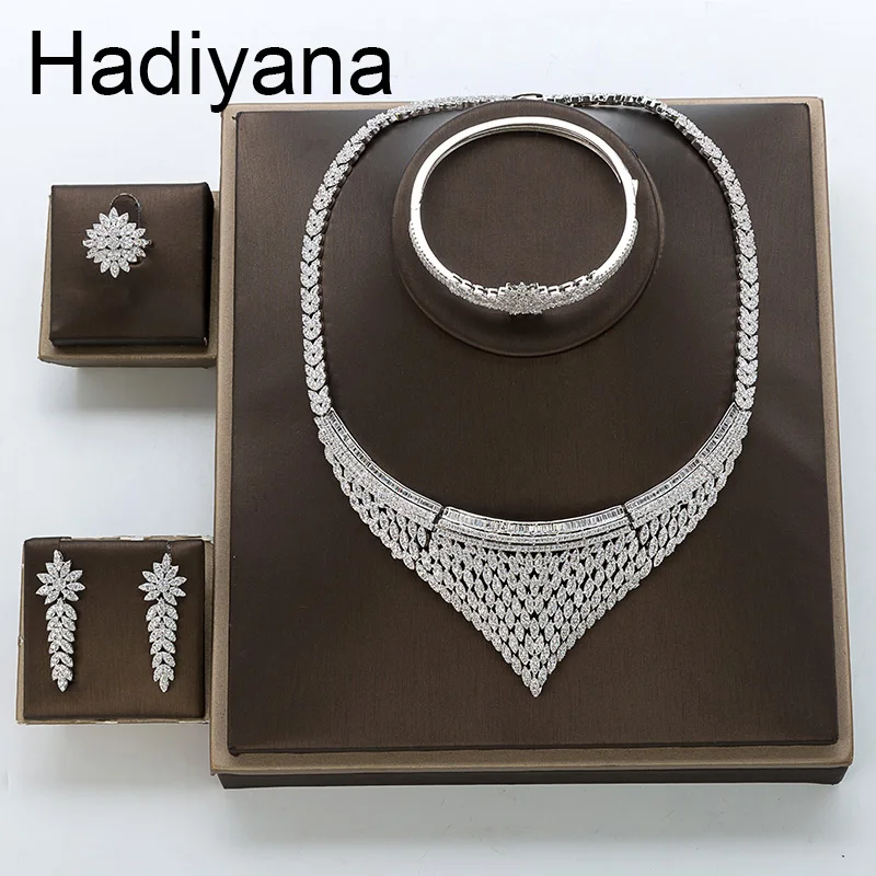 

HADIYANA Luxury Bride Wedding Engagement Jewelry Set Inlaid Gorgeous Cubic Zirconia Women Party Gifts TZ8132 Accesorios Mujer