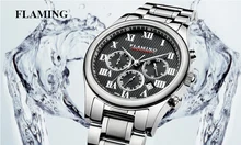 FLAMING SPORT Series 2 Models Miyota Chronograph Movement Watches Men Real Three Dial Waterproof Outdoor Gifts