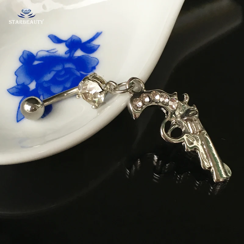 Starbeauty Punk Pistol Navel Piercing Ombligo 14G Cool Gun Dangle Belly