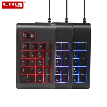

CHYI 19 Keys Number Keyboard USB Wired Numpad Mini Numeric Keypad with LED Backlight Waterproof ABS For Laptop Desktop PC