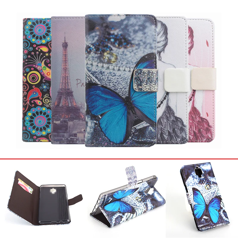 

HongBaiwei Fashion Leather Case For Oneplus 3 3T Wallet Phone Cases with Stand and Card Slot Holder Butterfly Flower Tower