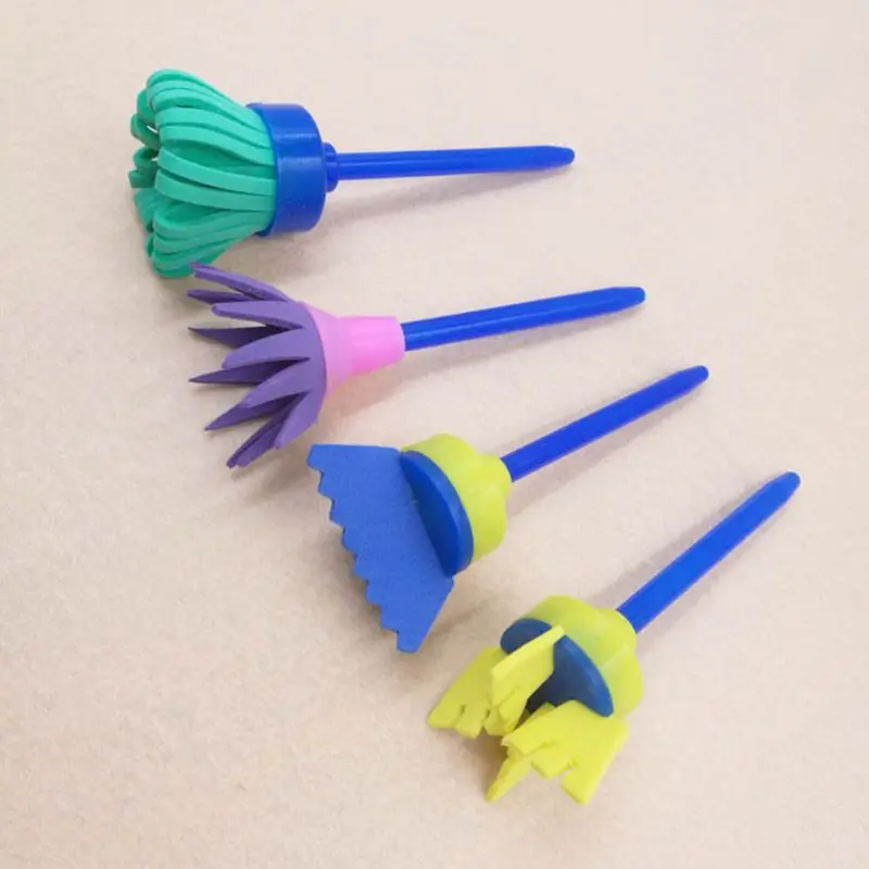 4 шт. поворачивать, вращать губку краски рисования детей DIY граффити подставка для кисточек краски ing инструмент обучающая игрушка