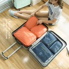 6 in 1 Travel suitcase organizer sets storage case/bag large/medium/small one set solid color luggage bag for cloth sort out