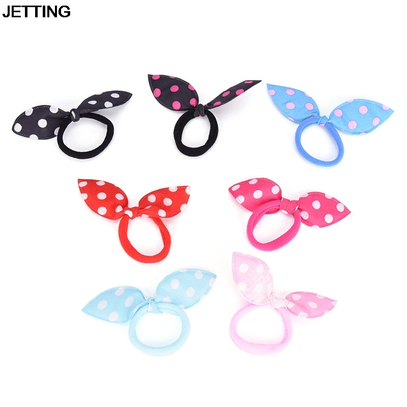 

20Pcs Rabbit Bunny Ears Dotted Hair Ties Children Hair Accessories Kids Scrunchy Elastic Hair Band For Women Girls